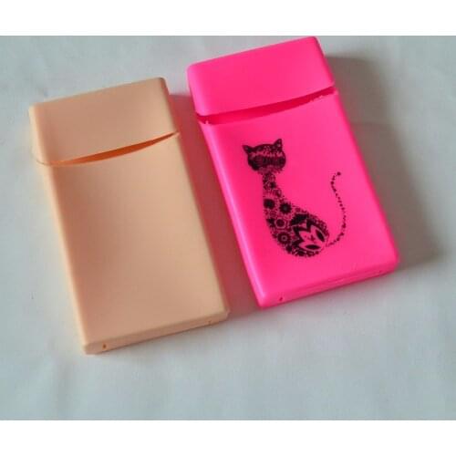 Silicone Cigarette Case super slims Box for 20pcs lady cigarette long Cigarette Box cat pattern Cigarette Box Case SHYNE