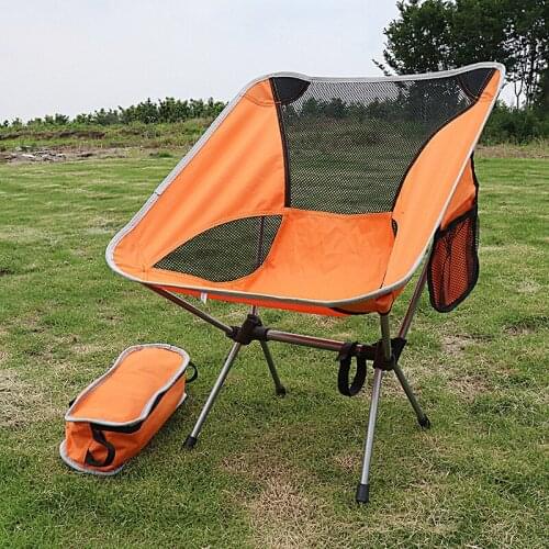 Outdoor Folding Beach Chair Portable Lightweight Moon Space Chair Self-Driving Travel Picnic Lazy Back Fishing Chair