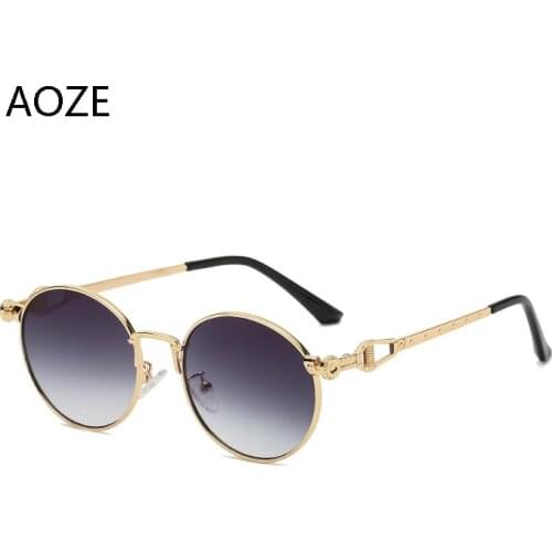 AOZE 2021 frameless retro sunglasses mirror women uv400 high quality circular frame male sun glasses men multicoloured