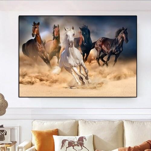 Modern Black and White Galloping Horse Canvas Painting Posters and Prints Wall Art Pictures for Living Room Cuadros Home Decor