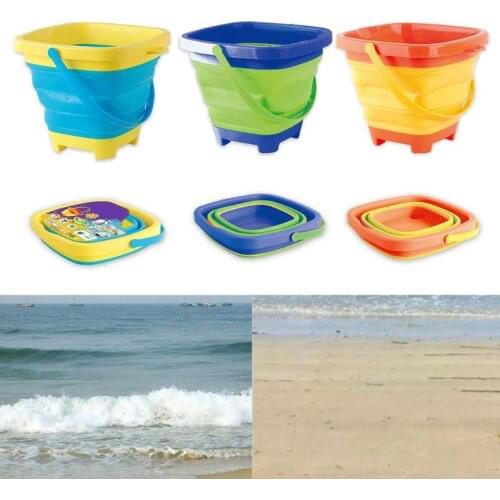 1 Pc Portable Children Beach Bucket Sand Toy Foldable Collapsible Plastic Pail Multi Purpose Summer Party Playing Storage