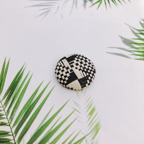 Wind Bamboo Straw Cameo Button Earrings Brooch Spacers Pendant Accessories Supplies for Jewelry Making Diy Handmade 16pcs