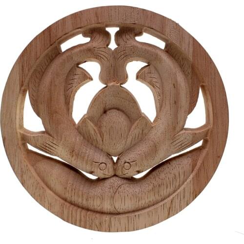 VZLX HOT Rubbe Round Wood Carved Applique Retro Furniture Crafts Decor Wooden DIY Letters Vintage Home Decoration