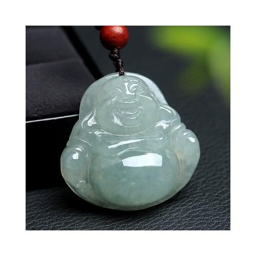 Zheru Jewelry Natural Burmese Jade A Grade Happy Buddha Pendant Necklace Jewelry Best Gift