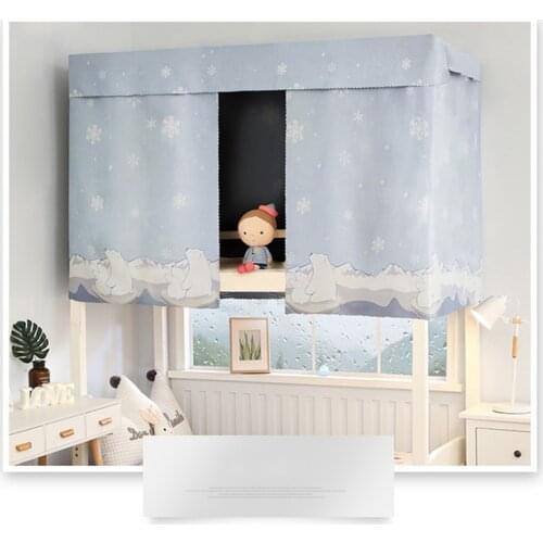 Printed Dormitory Bed Curtain With Rope & Clasp College Single Bed Shade Cloth for Bunk Bed Home Textile 2x1.2m/2x1.5m TB