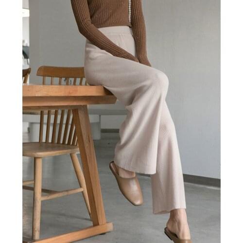 Women knitted wide leg pants winter new