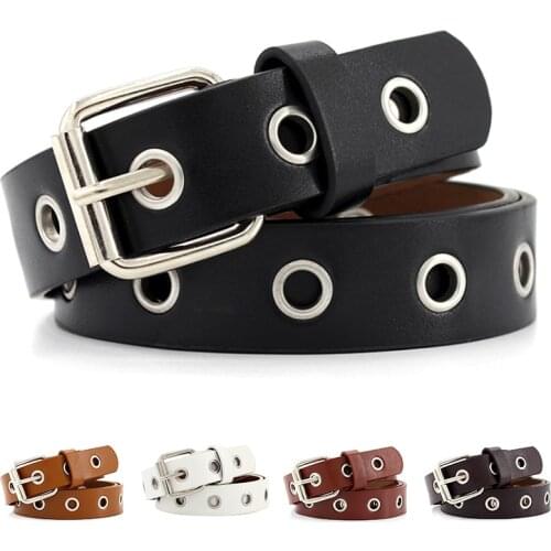 Women Leather Belt Round Metal Pin Buckle Circle Belts Hot Brand Fashion Punk O Ring For Women Belt