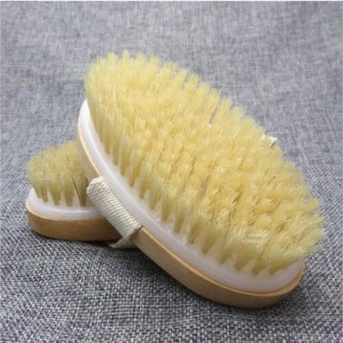1pc Short Bristle brush bath Body Massage Wood Shower Scrub Skin Back Exfoliation Accessories