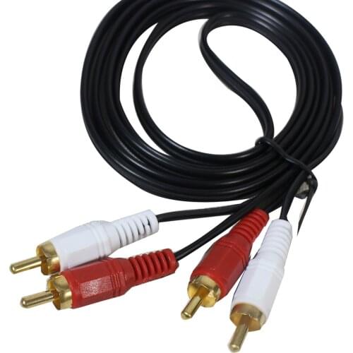 2 Male to 2 Male RCA multi-functional black Anti-winding copper audio cable-1.5-3 meter