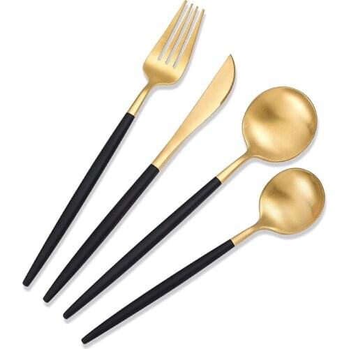 4Pcs/set Stainless Steel Utensils Knife Fork and Spoon Dinnerware Silverware Flatware Set Dinner Cutlery For Restaurant