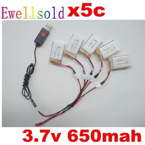 3.7v 650mah 20c battery+USB cable charger for drone X5C X5 X5SC X5SW X5C-1 2.4G rc quadcopter parts Li-po battery