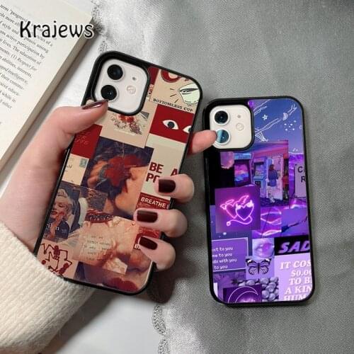 Krajews Girly Abstract Collage coque Phone Case for iPhone 12 mini 5 6S 7 8 PLUS X XS XR 11 PRO MAX SE 2020 Back Cover Funda