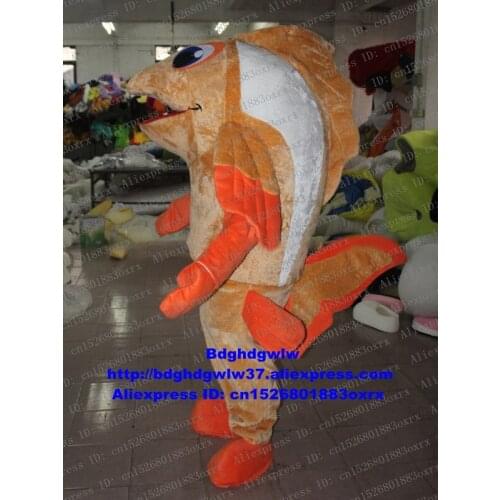 Long Fur Brown Yellow Golden Carp Carassius Crucian Common Carp Cyprinoid Fish Mascot Costume Adult Street Beauty Parlor zx2254