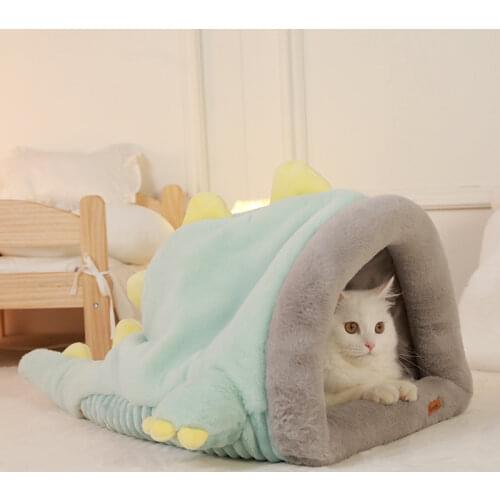 Pet Cats house cat bed winter warm semi-enclosed dinosaur Cat sleeping bag Cat nesk cat thickening cat accessories pet supplies