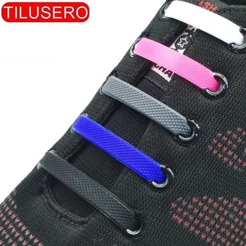 TILUSERO Brand 6 Different Sizes Unisex Running No Tie Shoelaces Elastic Silicone Shoe Lace All Sneakers Fit Strap