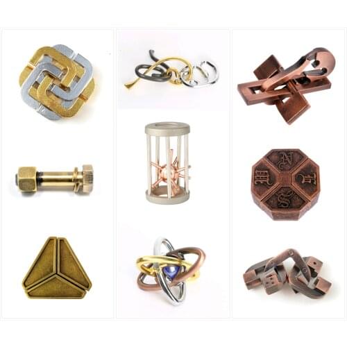 Classic Metal IQ Teaser Cast Puzzles Game Brain IQ Screw lock Toys for Adults Children Kids Enlighten Toys