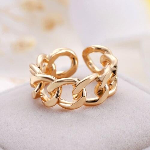 Vintage Ancient Gold Happy Smiling Chain Face Open Rings for Women Punk Hip Hop Adjustable Ring Fashion Costume Jewelry Gift