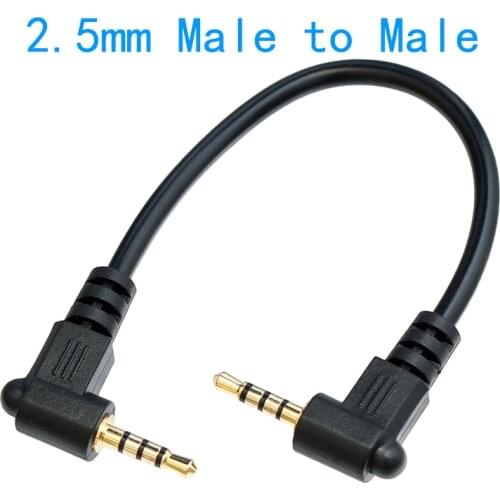 Short 12cm 2.5mm Cable Male to Male 4 Pole Right Angled Glold Plated Jack Plug Headphone Adapter Cable