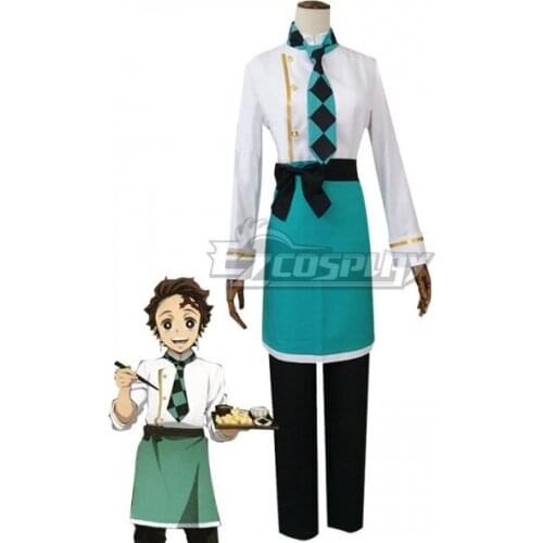 Kamado Tanjirou Coffee Adult Servant Uniform Suit Party Halloween Waitor Outfit Christmas Unisex Clothings Cosplay Costume E001