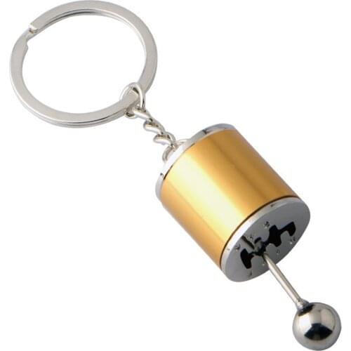 Creative Car 6 Speed Gearbox Gear Head Keychain Manual Transmission Lever Metal Key Ring Car Refitting Metal Pendant Keychain