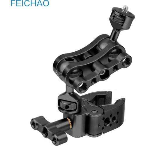 Magic Arm Double Ball Head Mount + Large Super Clamp Claw Articulated Support for Monitor Light Stand Holder for GoPro Camera