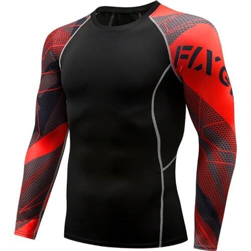Mens Sports Fitness Tights Long-sleeved Breathable Quick-drying Running Basketball Training Clothes Sportswear Bottoming Shirt