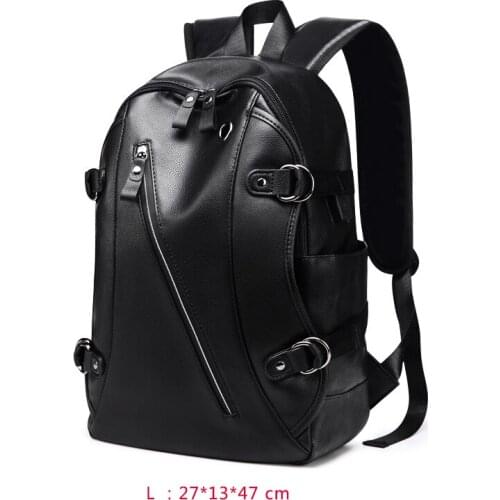 2021 New PU Leather Backpacks Men USB Charging Waterproof 14 inch School Laptop Bag Men Casual Daypacks Mochila