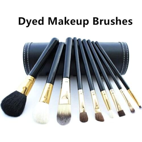 Dyed Makeup Brushes Set Beauty Foundation Power Blush Eye Shadow Brown Lash Fan Lip Face Cosmetics Soft Synthetic Hair Tool Kit