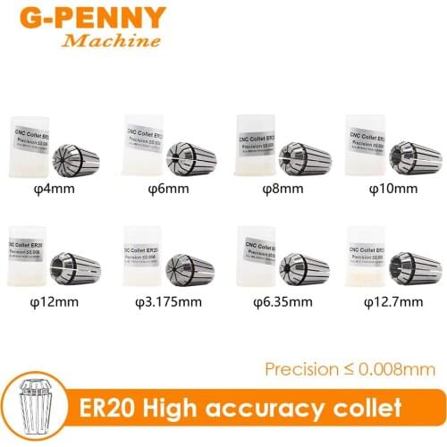 G-Penny ER20 spring collet chuck set 1 pcs High accuracy precision 0.008mm for CNC Milling Lathe Tool spindle motor