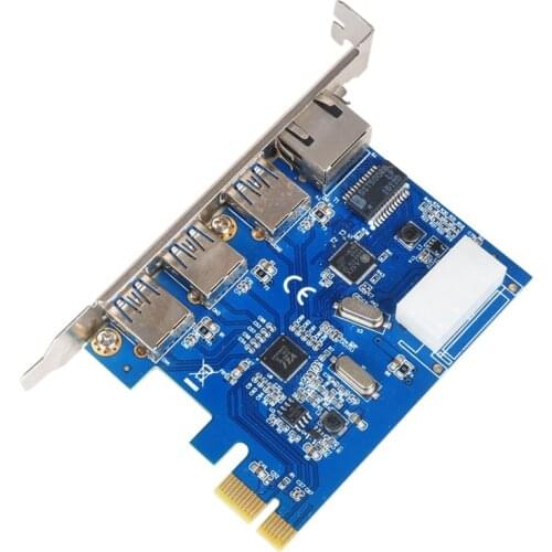 Desktop Expansion Card PCI-E to Gigabit Network Card PCI Express to 1000M RJ45+3 Port USB3.0 Expansion Card