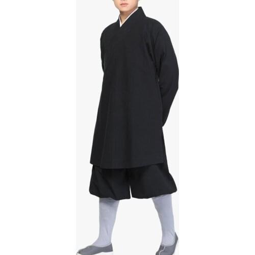 Unisex FULL COTTON zen Buddhism robe suits Lohan ARHAT clothing Buddhist Shaolin Monks uniforms kung fu costumes black/blue/gray