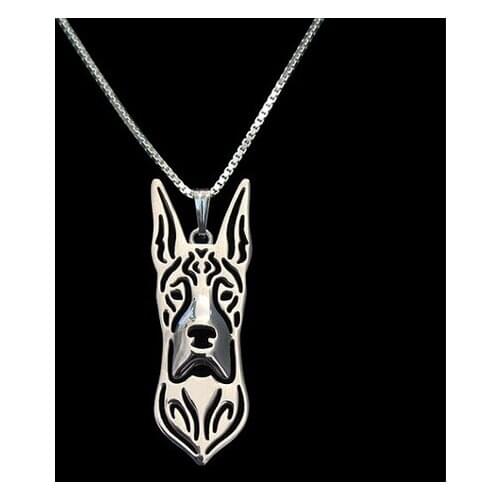 Wholesale Boho Chic Alloy Great Dane necklace bulldog pendant jewelry golden colors plated 12pcs/lot