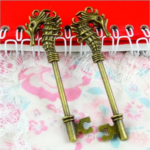 10pcs 72*20MM Antique Bronze Plated Hippocampal Key Charm Hippocampal Key Pendant