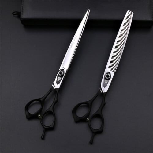 Professional dog grooming scissors 8 INCH Dog hair thinning shears Elastic paint handle Pet hair Scissors pet grooming NEW
