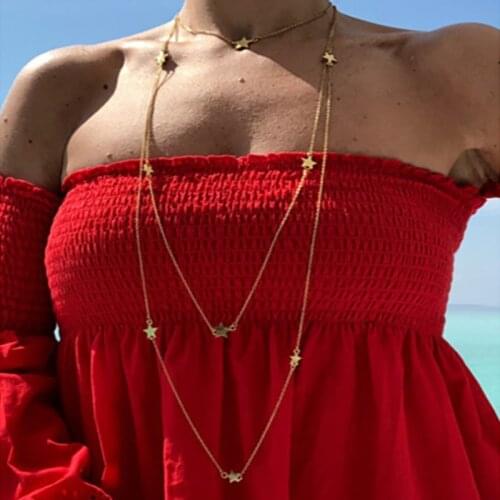 Simple Long Chain Sweater Female Necklaces Gold Color Stars Pendants Necklace for Women 2020 Fashion Jewelry New Arrival