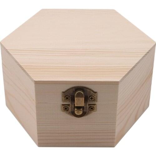 Simple Portable Hexagonal Shaped Wooden Storage Box Jewelry Wedding Gift Box Holder Jewelry Display New Fashion