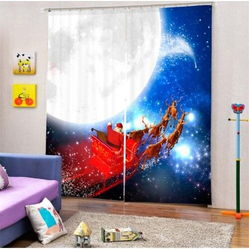 Customized Merry Christmas Luxury 3D Blackout Window Curtain Drapes For Living room Bed room Hotel Wall Tapestry Cortinas