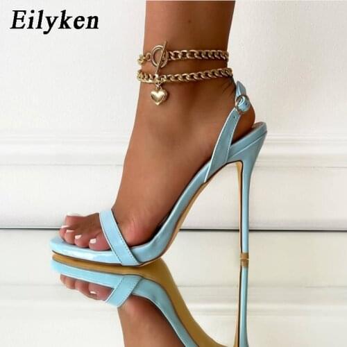 Eilyken New Design Thin Heel Gladiator Metal Decoration Sandals Fashion Buckle Strap Summer Ladies Wedding High-heeled Shoes