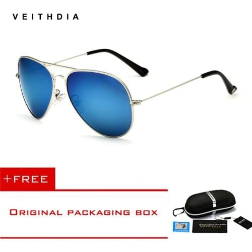 VEITHDIA Fashion aviation sunglass Polarized Sunglasses for Men/Women Colorful Reflective Coating Lens Driving Sun Glasses