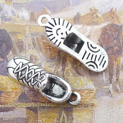 RAINXTAR Alloy Sporty Sneaker Charms Vintage Shoes Charms Wholesale 10*29mm 10pcs AAC128