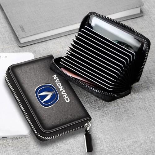 Genuine Leather bag Driver License Business Card Holder Wallet for changan CS75 CS15 CS95 CS35 plus CS55 CS85 eado alsvin car