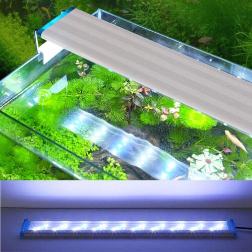 Super Slim LEDs Aquarium Lighting Blue White Fish Tank Light Extensible Waterproof Clip Plant Grow Lamp US/EU Plug 90-260V
