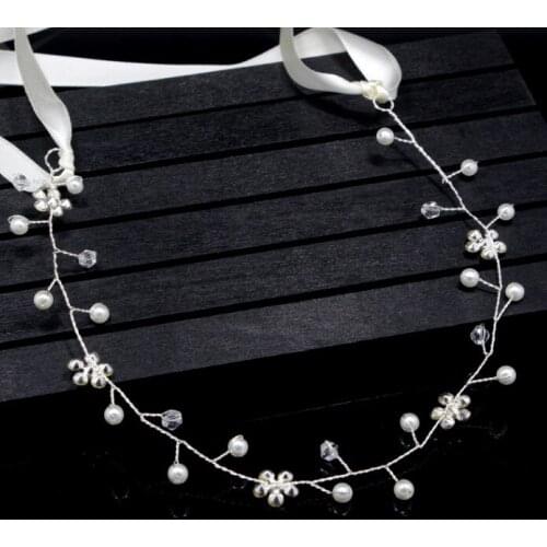 Bridal Headband Wedding Hair Jewelry Pearl Crystal Headband Bride Hair Accessories Headband Bridal Tiara Wedding Headband Flower