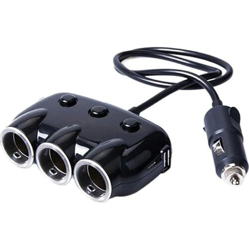 12-24V 3 Socket USB Auto Car Cigarette Lighter Socket Splitter Multifunction Charger Plug Adapter Quick Charger Accessories