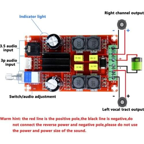 High-End Digital Power Amplifier Board XH-M189 2*50W DC24V TPA3116D2 Two-Channel Stereo Power Amplifier Board