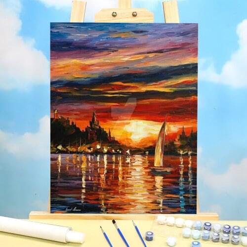 Castle By The Sea Paint By Numbers Package Oil Paints 40*50 Paiting By Numbers New Design For Children For Drawing Handicraft