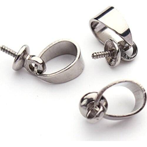 10pcs/lot 5x13mm Silver Color Stainless Steel Pendant Clasp With Bails Connector For Necklace Bracelet Jewelry Diy Making