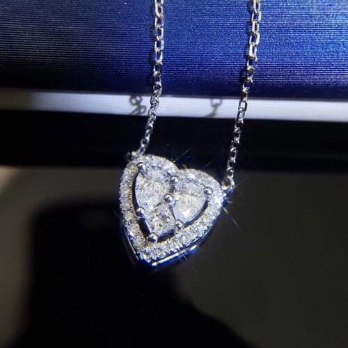 Classic Heart shape Diamond Pendant 925 Sterling Silver Charm Wedding Pendants Necklace For Women Bridal Party Choker Jewelry