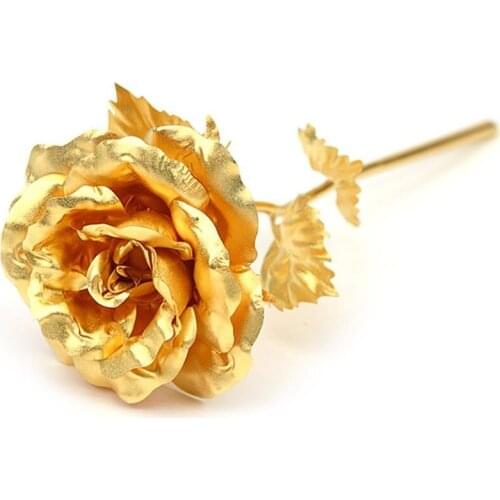 Gold rose gold leaf creative flower valentines day gift for girlfriend, lovers romantic carnation birthday gift good luck