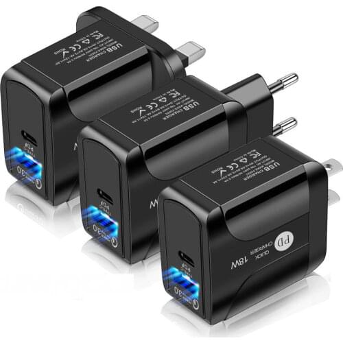 20 PCS 18W QC3.0+PD 18W Fast Charger QC3.0 Fast Charge Adapter For Mobile Phone